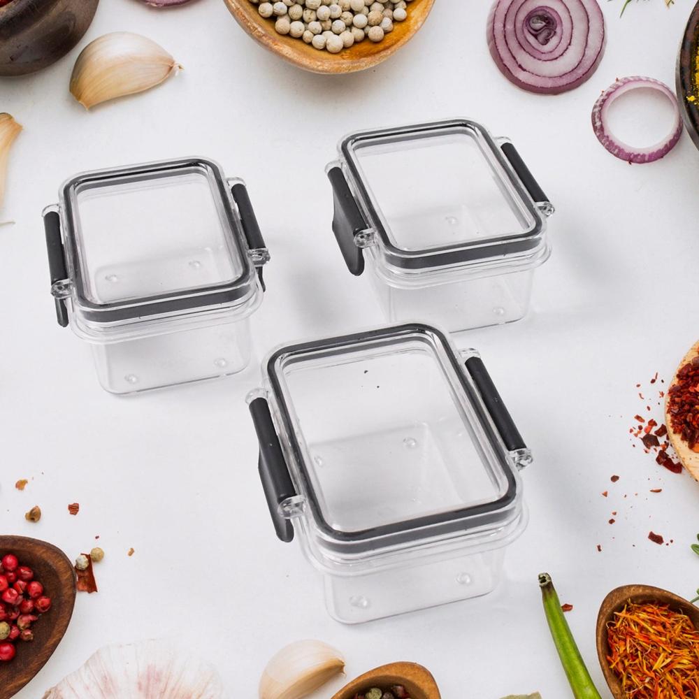 Kitchen Storage Container With Air Seal Lock Lid (3 Piece Set / 250 Ml) - Color: Mix