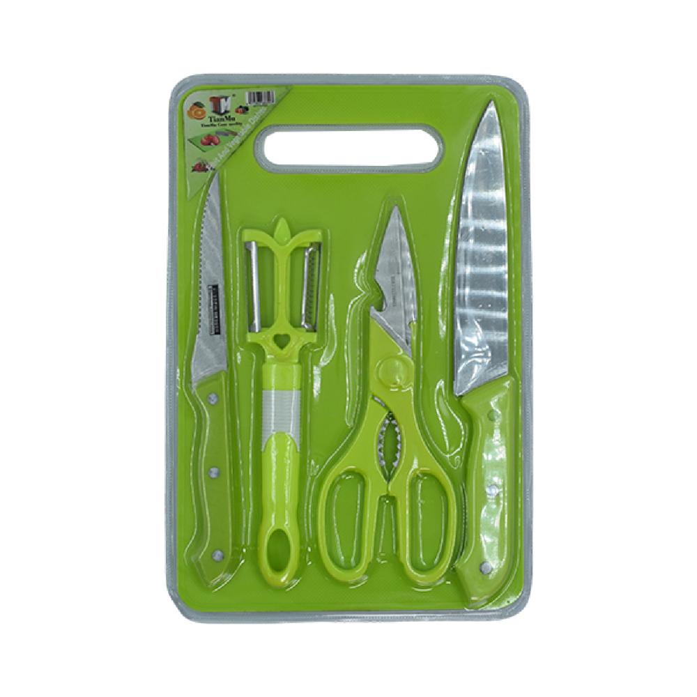 Plastic Chopping Board with Knife Set Scissor