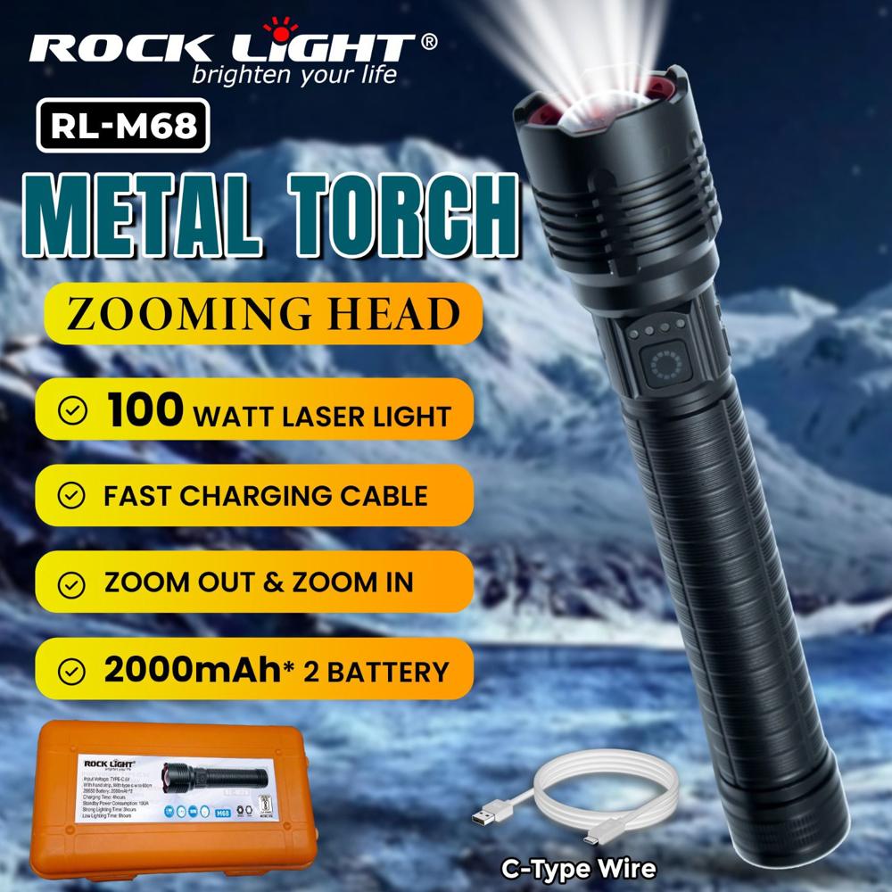 Rock Light Rl-M68 Metal Torch - Features: Quick Charging