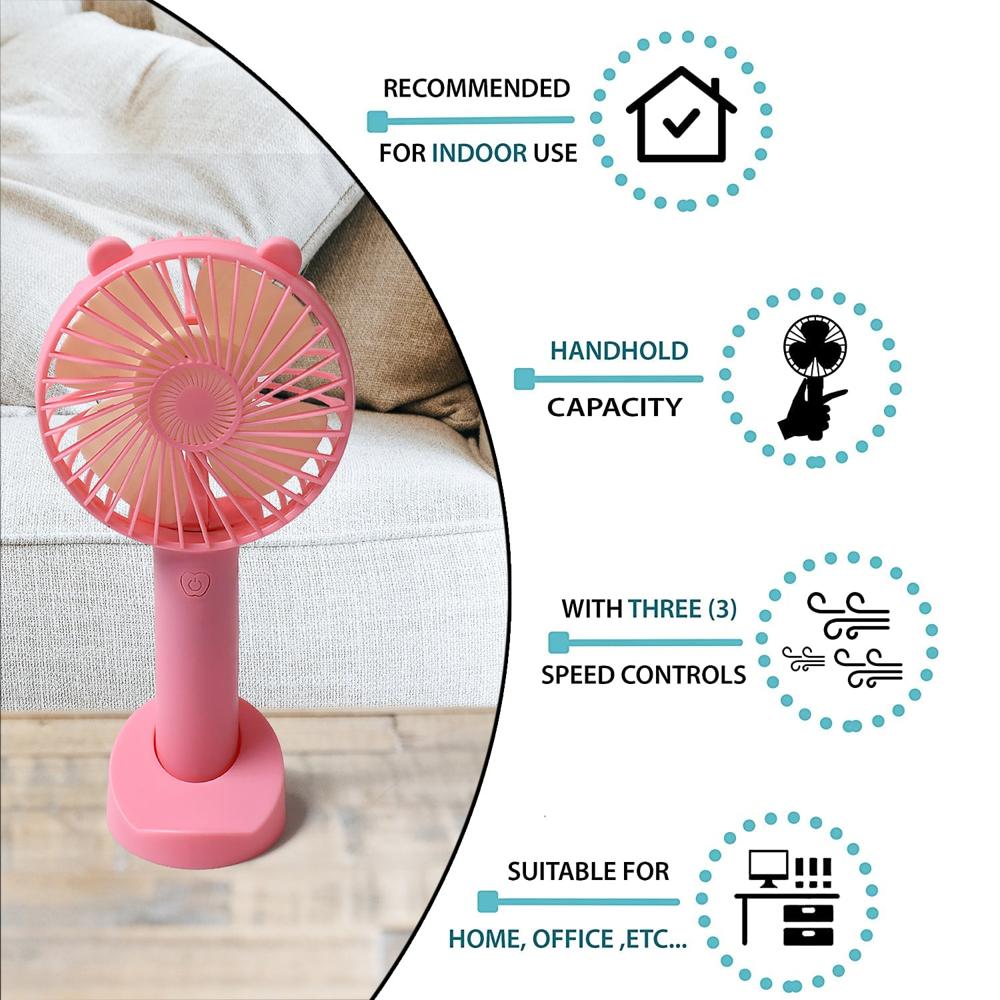 Portable Classic Hand Fan 3-Speed Table Fan for Office School Home Use