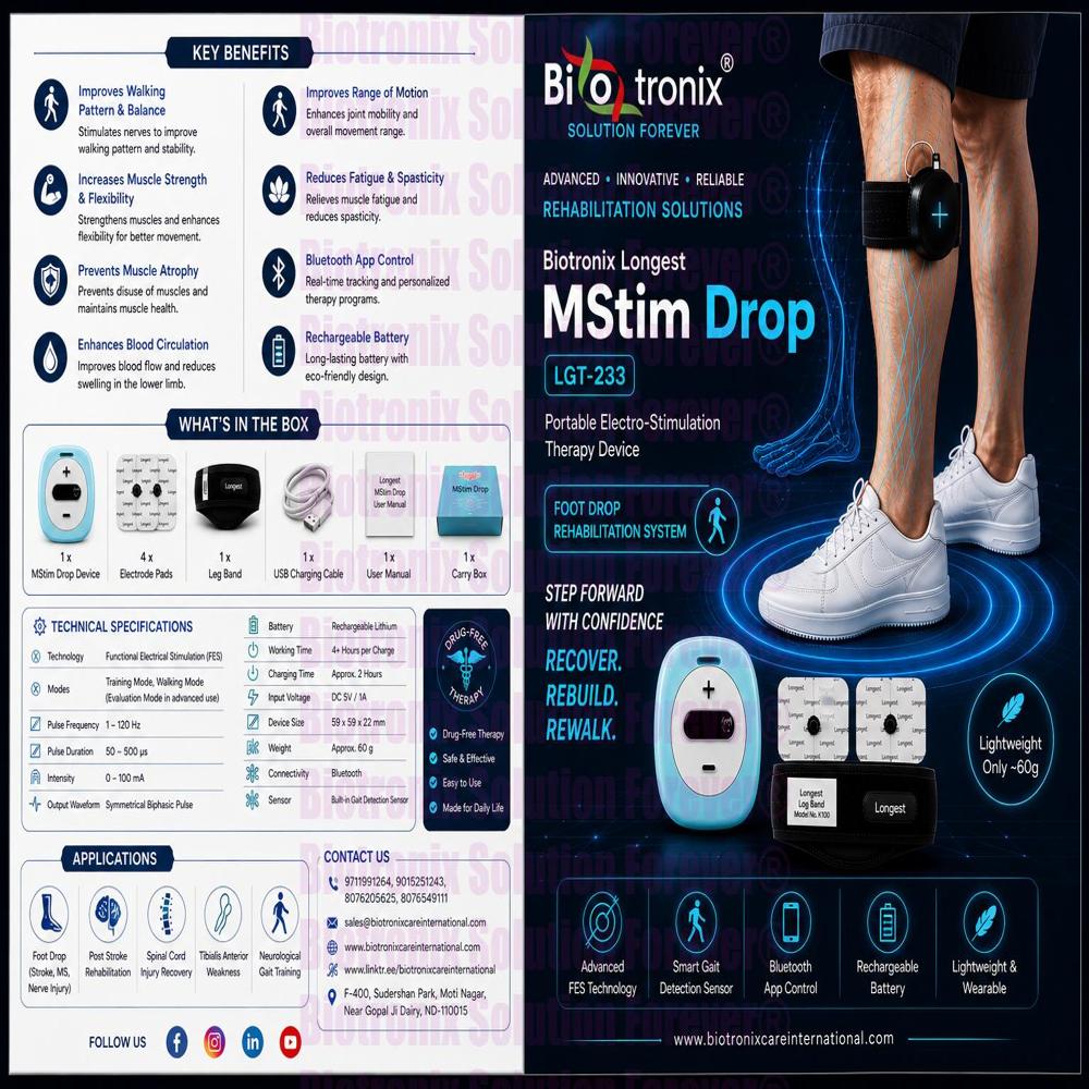 Portable FES Foot Drop Therapy Machine for Stroke Patients