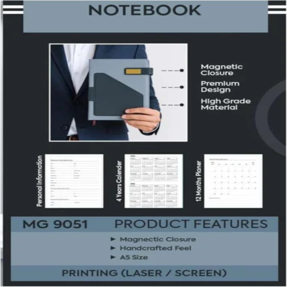 Executive Dual-Tone PU Leather Organizer Diary with Magnetic Clasp & Front Pocket (SS-772)
