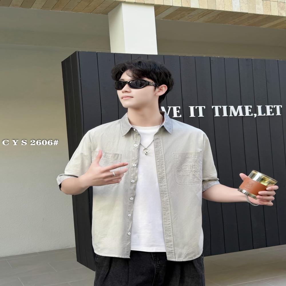 MENS HALF SLEEVES CHINESE SHIRT