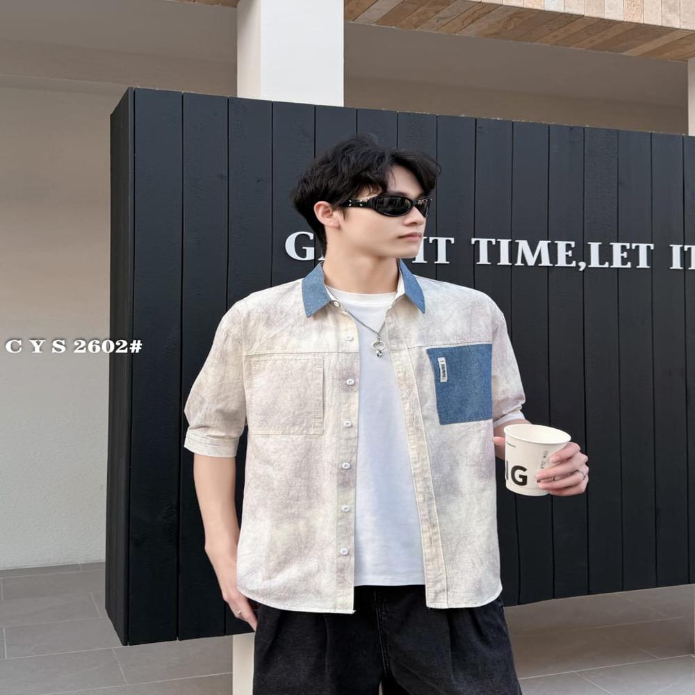 MENS HALF SLEEVES CHINESE SHIRT