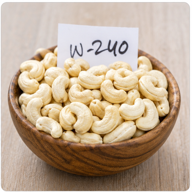 W240 Cashew Nuts - White, Grade W240 | Natural Shape, Nil Moisture Content, Sourced From India