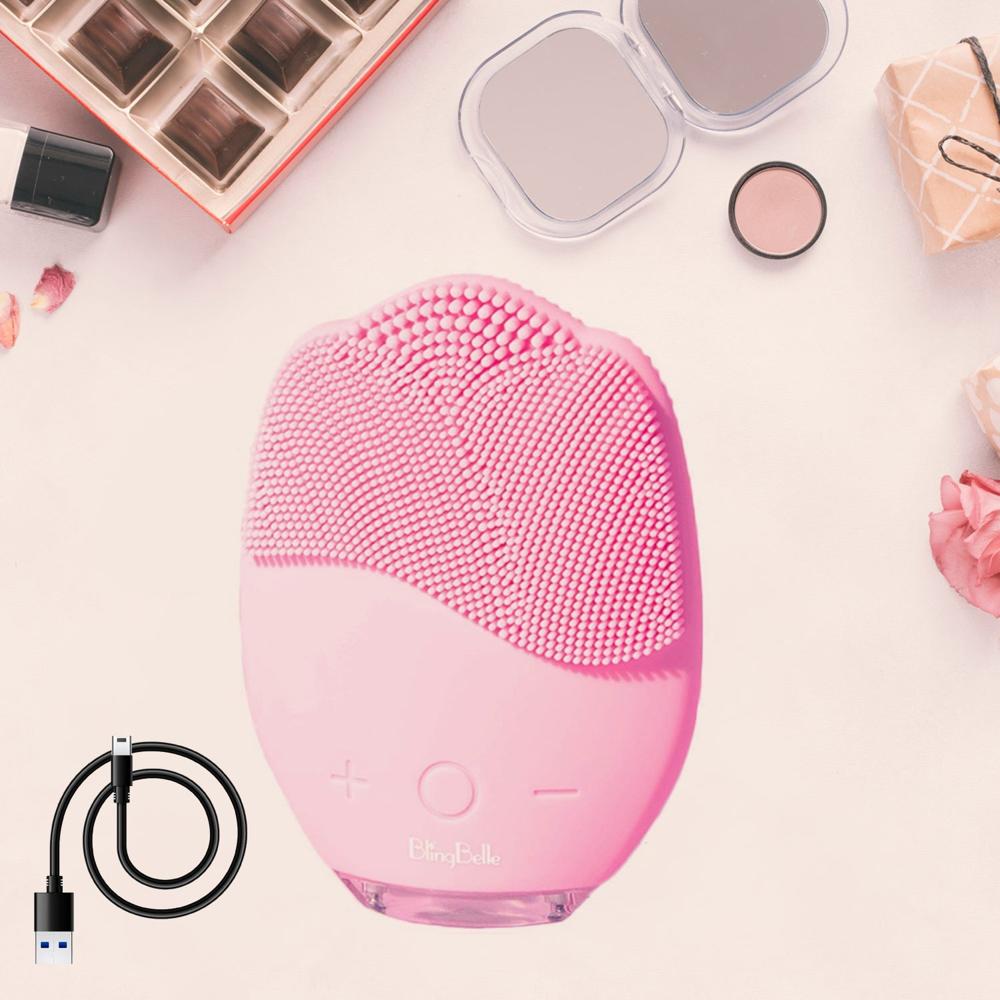 Rechargeable Sonic Silicone Face Cleansing Brush - Color: Mix