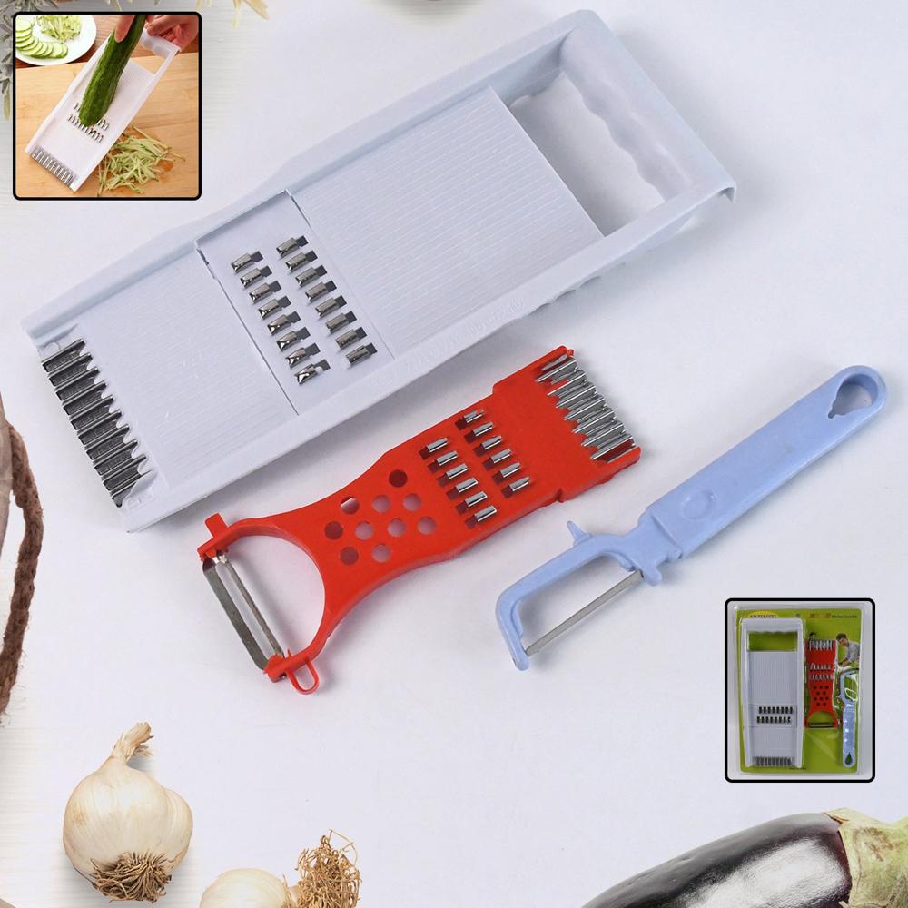 3 In 1 Kitchen Set: Grater Base, Slicing Attachment, And Peeler (3 Pcs Set) - Color: Mix