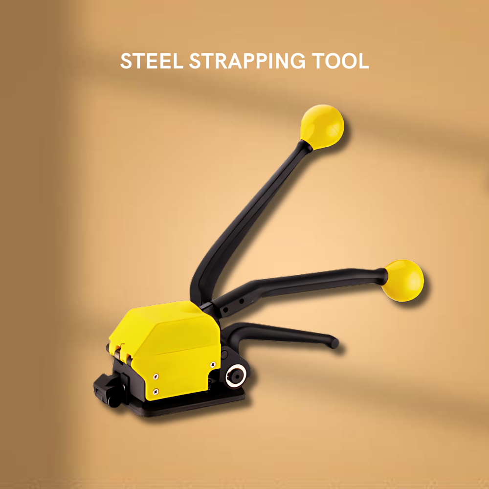 Steel Strapping Machine - Heavy Duty Steel, 900x580x500 Mm, Silver, 13-19 Mm Strap Width, 8000n Tension, Semi-automatic, Mobile With Wheels, Low Noise, Safety Features