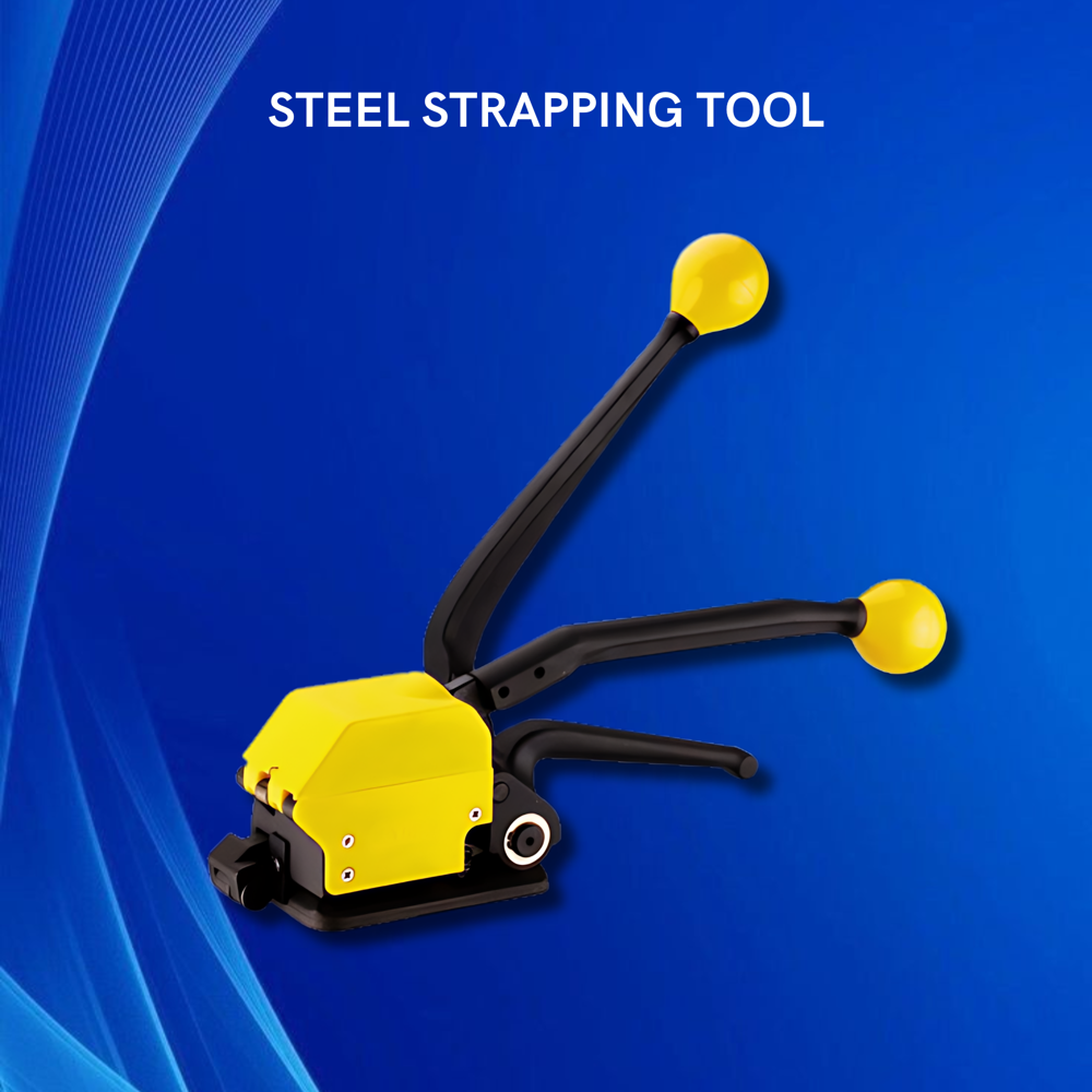 Steel Strapping Machine - Heavy Duty Steel, 900x580x500 Mm, Silver, 13-19 Mm Strap Width, 8000n Tension, Semi-automatic, Mobile With Wheels, Low Noise, Safety Features