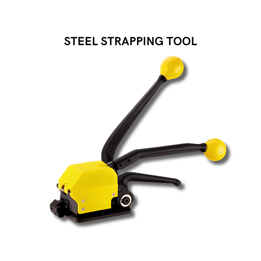 Steel Strapping Machine - Heavy Duty Steel, 900x580x500 Mm, Silver, 13-19 Mm Strap Width, 8000n Tension, Semi-automatic, Mobile With Wheels, Low Noise, Safety Features