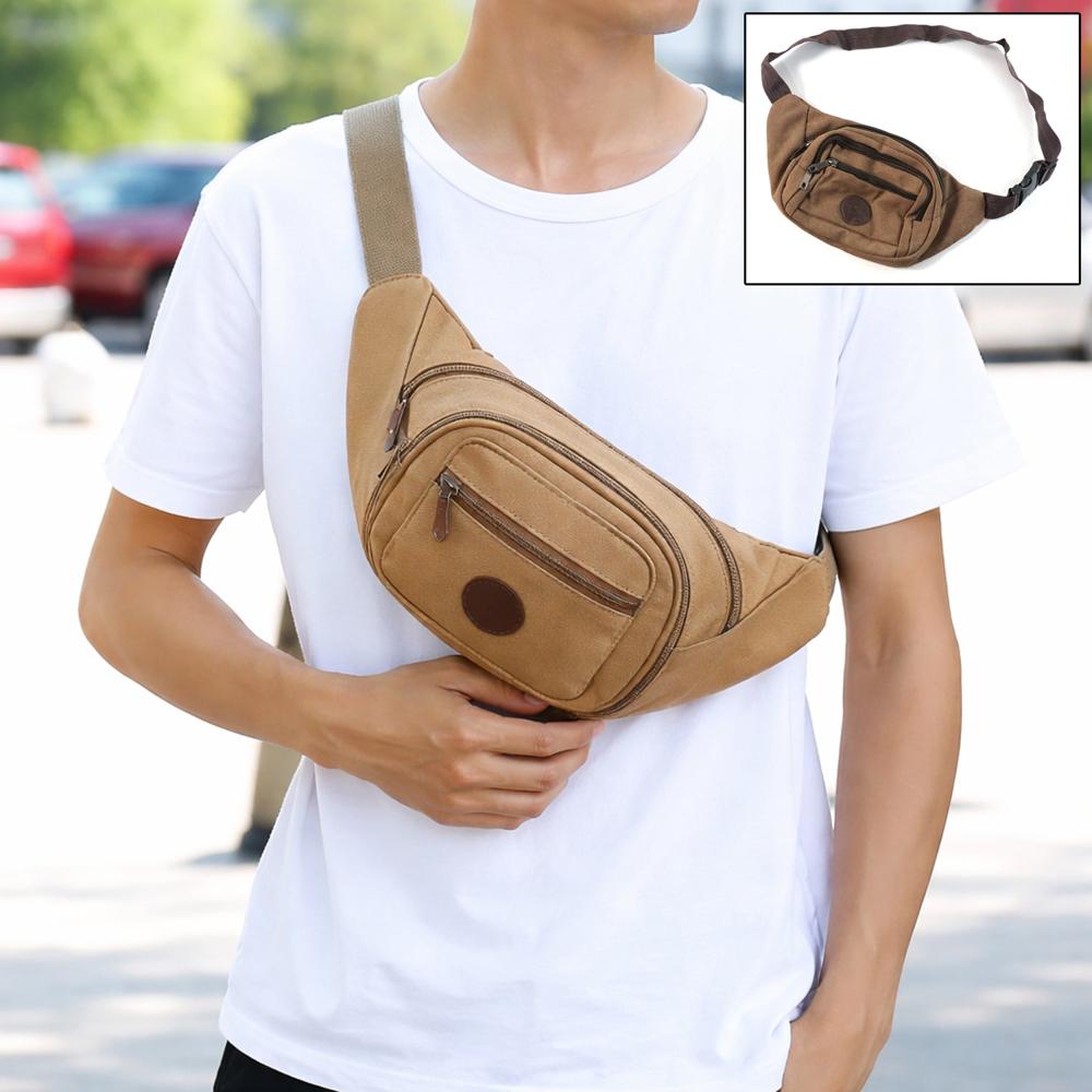 Stylish Canvas Waist Bag For Men & Women (1 Pc) - Color: Mix