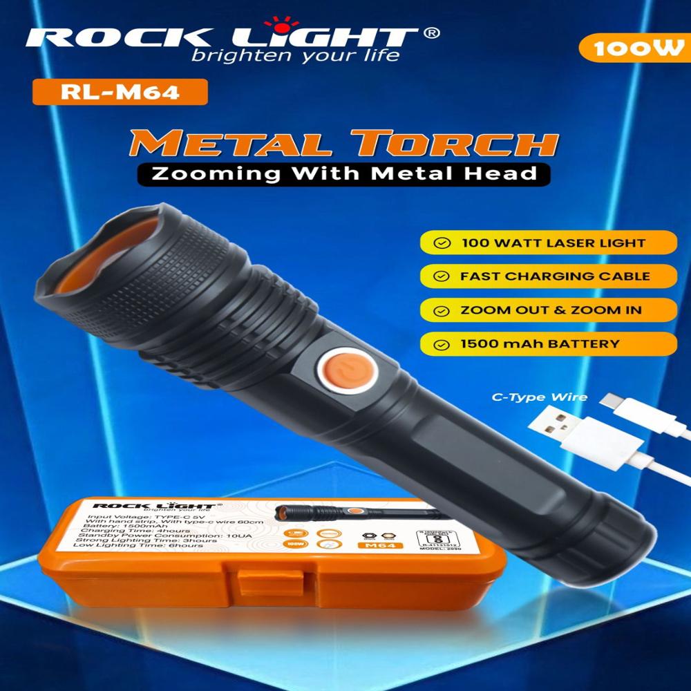 Rock Light Rl-M64 Metal Torch - Features: Quick Charging