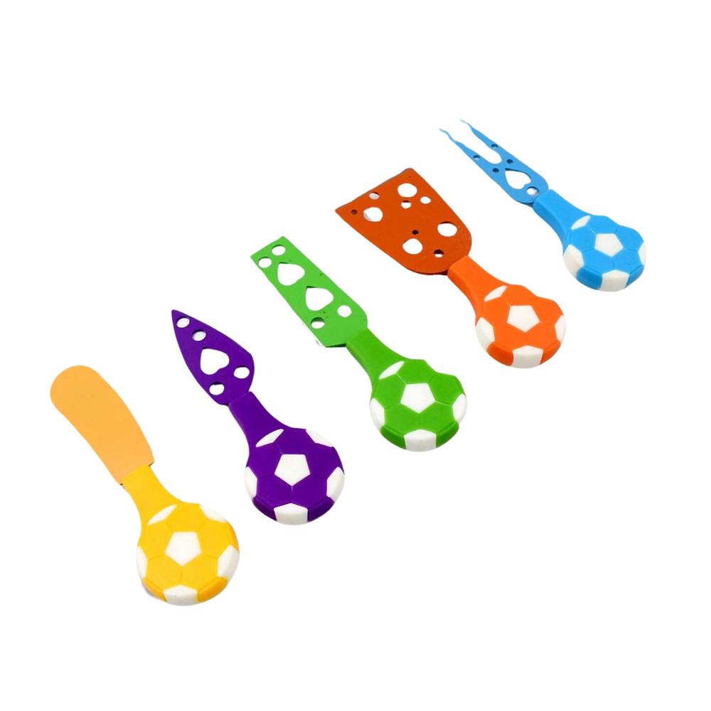 Football Soccer Cheese Knife Set (5 Pcs Set) - Color: Mix