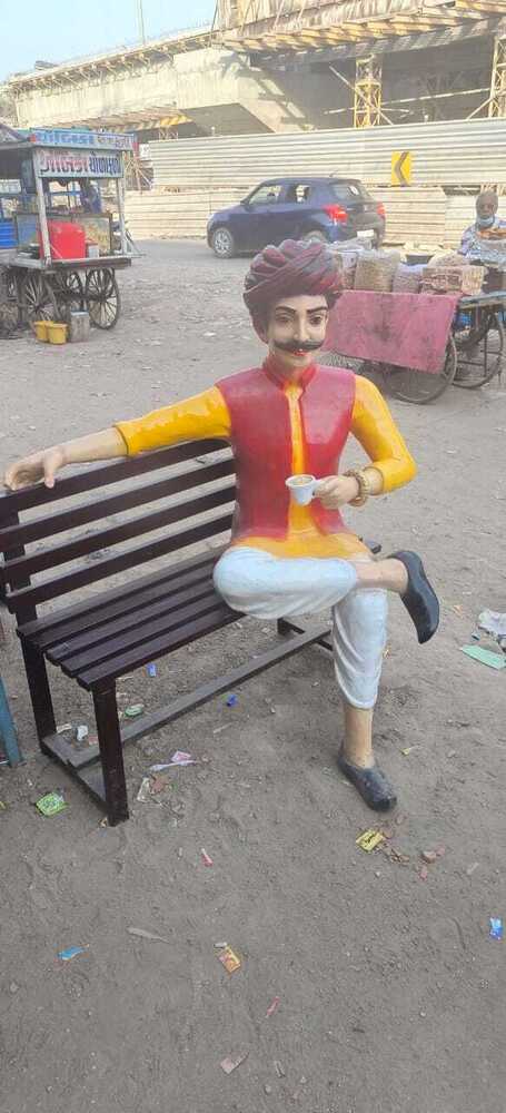 Tea Shop Welcome Man Statue