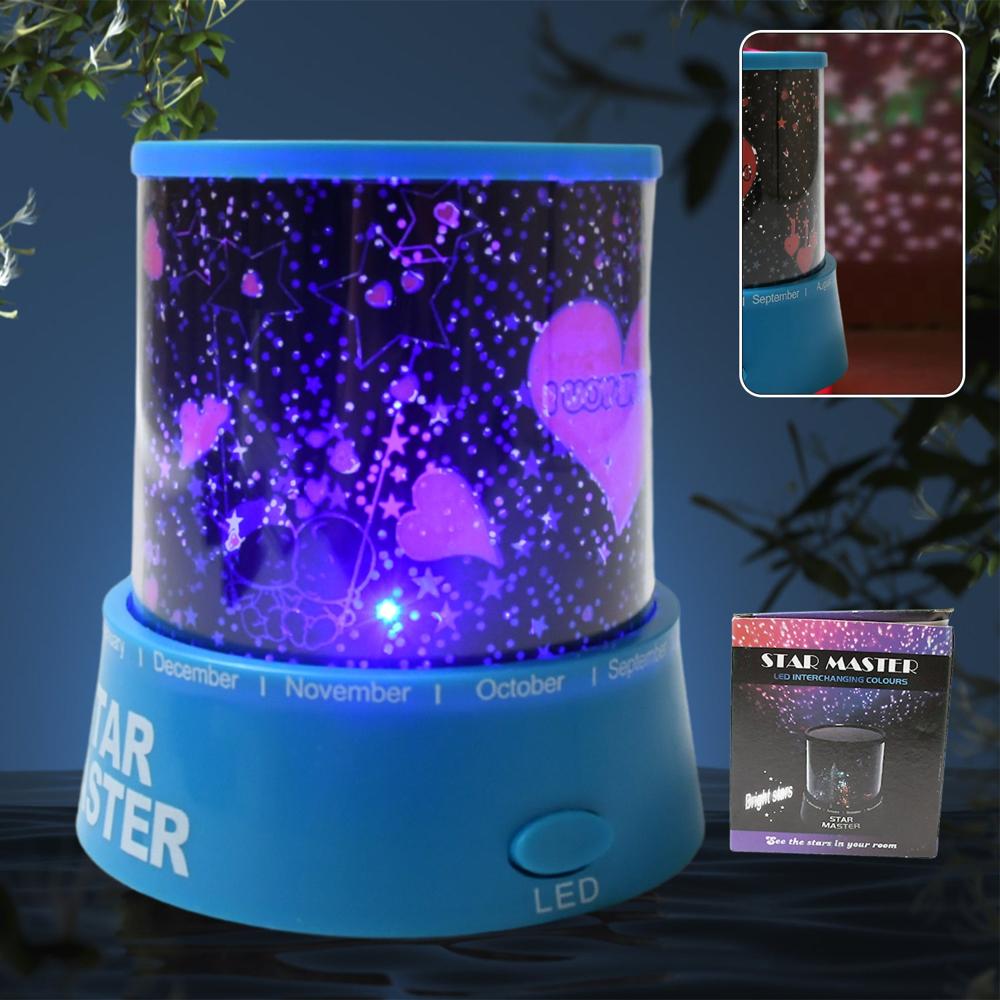 LED Projector Night Light Amazing Lamp, 3 Battery operated lamps, Rotation With the music Function, Master for Kids Bedroom Home Decoration NightRomantic Gift (Battery Not Included / 1 pc)