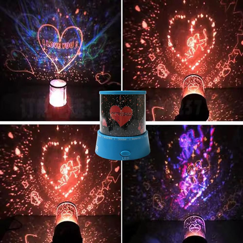 LED Projector Night Light Amazing Lamp, 3 Battery operated lamps, Rotation With the music Function, Master for Kids Bedroom Home Decoration NightRomantic Gift (Battery Not Included / 1 pc)