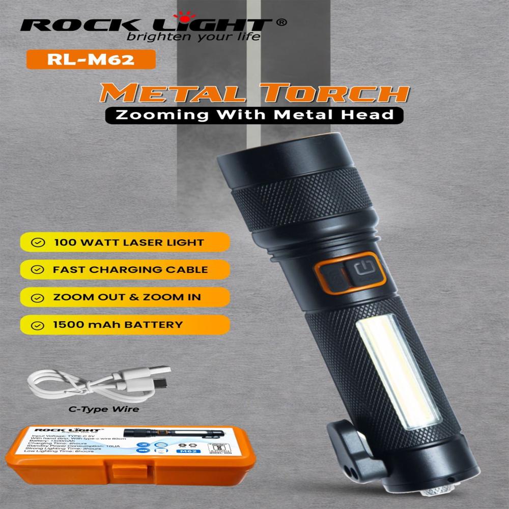 Rock Light Rl-M62 Metal Torch - Features: Quick Charg