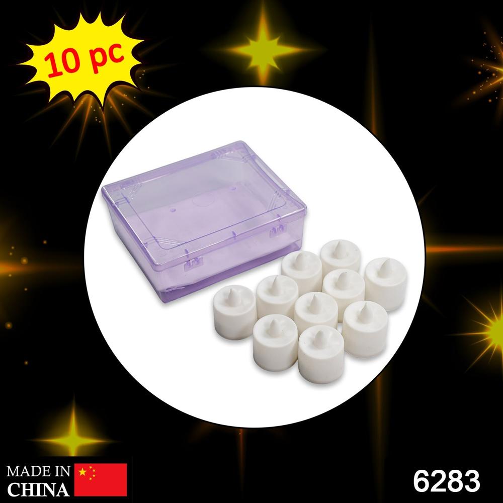 Festival Decorative - Led Yellow Tealight Candles Container, Diwali (White, 10 Pcs) - Color: Mix