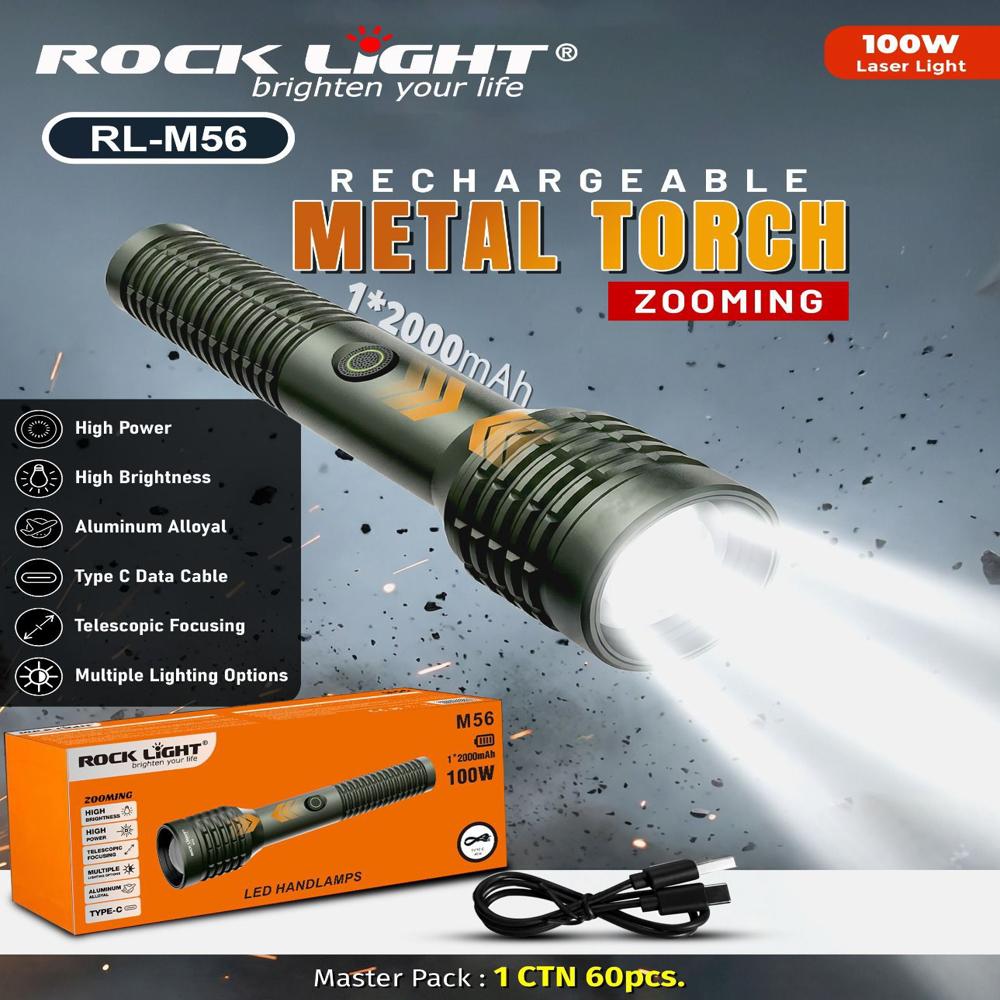 Rock Light Rl-M56 Metal Torch - Features: Quick Charging