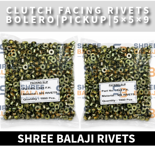 5*5 F.h Yellow Zinc Clutch Facing Hollow Rivets - Color: Silver