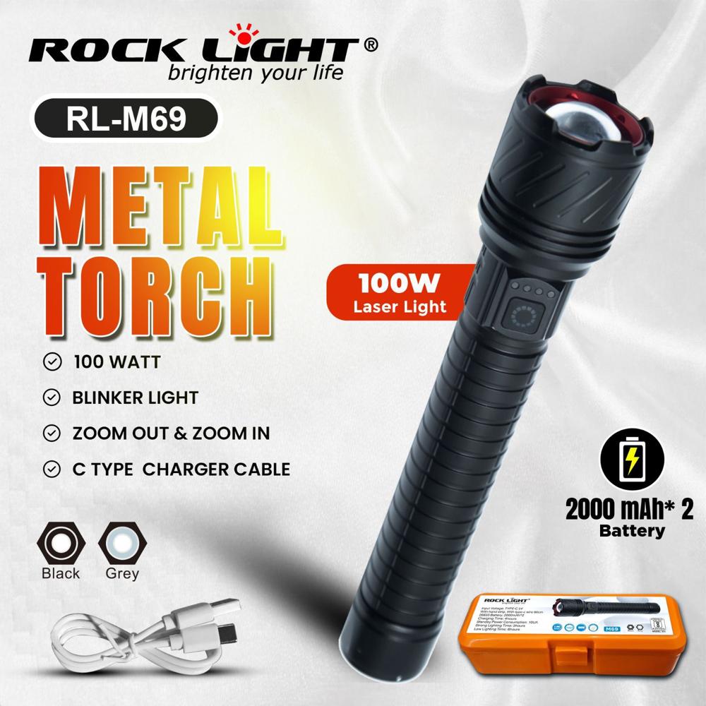 Rock Light Rl-M69 Metal Torch - Features: Quick Charging