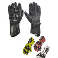 Racer Motorcycle Gloves - Synthetic Leather & Mesh, Full Finger, Black With Red & White Accents | Carbon Fiber Knuckle Guards, Touchscreen Compatible, Breathable, Reinforced Palm