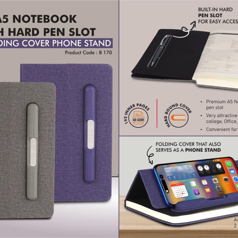Premium A5 Fabric Textured Executive Notebook with Integrated Pen Slot (SS-773)