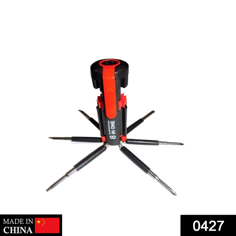 8 In 1 Multi-function Screwdriver Kit With Led Portable Torch - Color: Mix