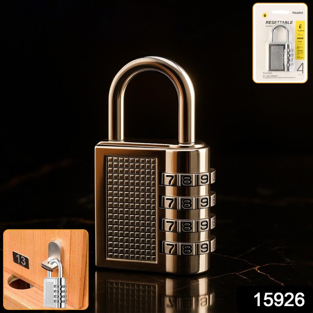 Heavy-Duty 4-Digit Resettable Combination Padlock (1 Pc) - Color: Mix