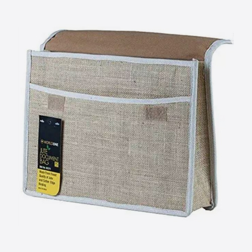 Eco Friendly Jute Documents Bag with Zipper Closure