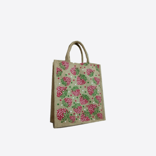 Strawberry Printed Jute Bag