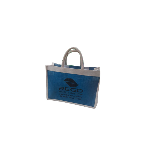 Blue Printed Jute Bag