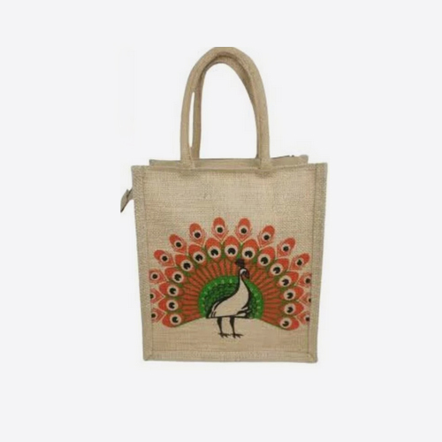 Peacock Printed Jute Bags