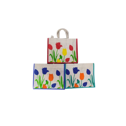 Flower Printed Jute Bag