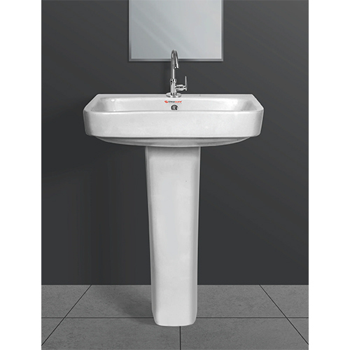 Ceramic Pedestal Wash Basin - Color: White