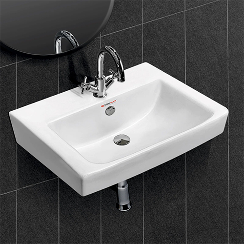 Square Wall Mount Wash Basin - Color: White