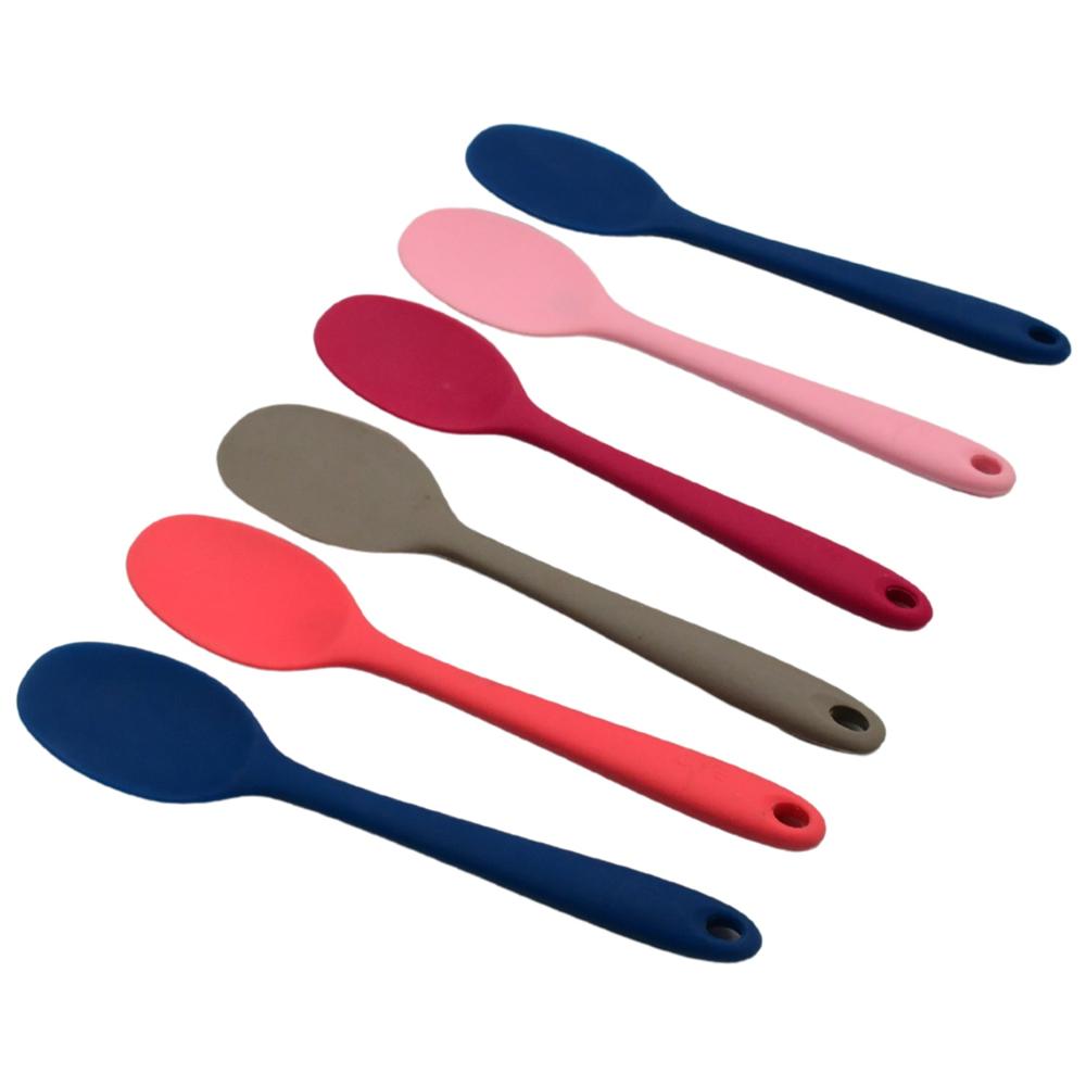 Multipurpose Silicone Spoon (6 Pcs Set) - Food-grade Silicone, Standard Size, Multicolor | Heat Resistant, Ergonomic Handle, Dishwasher Safe, Non-stick Safe