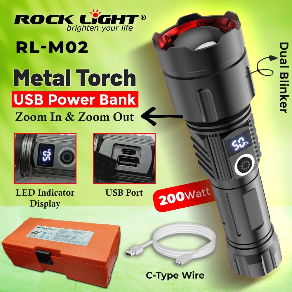 Rock Light Rl-M02 Metal Torch - Features: Quick Charging