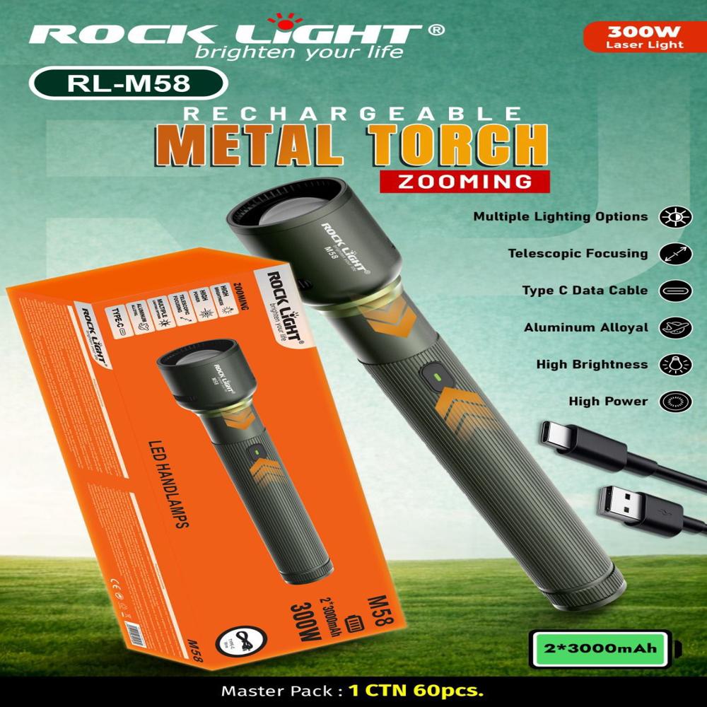 Rock Light Rl-M58 Metal Torch - Features: Quick Charging
