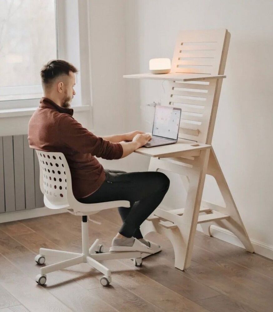 Plywood Laptop Stand Height Adjustable Desk