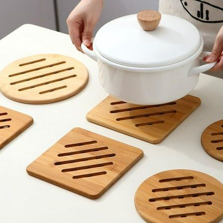 Bamboo Placemat Yellow Wooden Hot Pot Stand