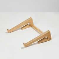 Wooden Laptop Stand - Solid Pine Wood, 32x28x20 Cm, Natural Wood Finish | Ergonomic, Adjustable Angle, Foldable, Ventilated, Non-slip Pads