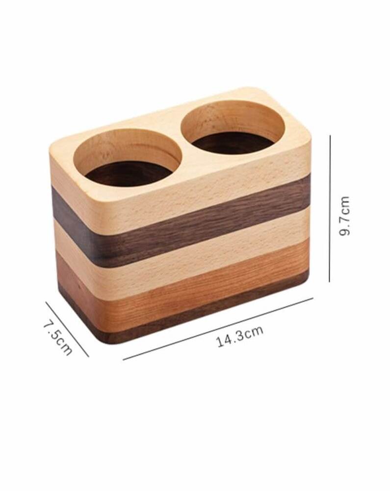 Wooden Double-Hole Pen Holder