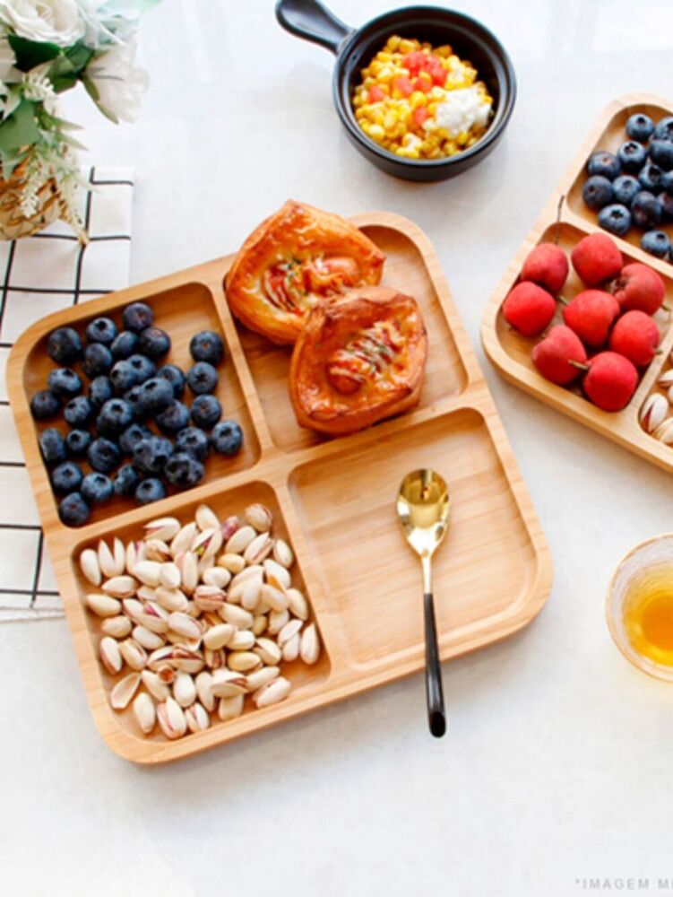 Bamboo Serving Tray With Dividers