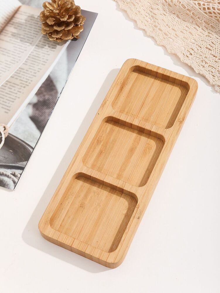 3 Grid Wooden Stationary Tray