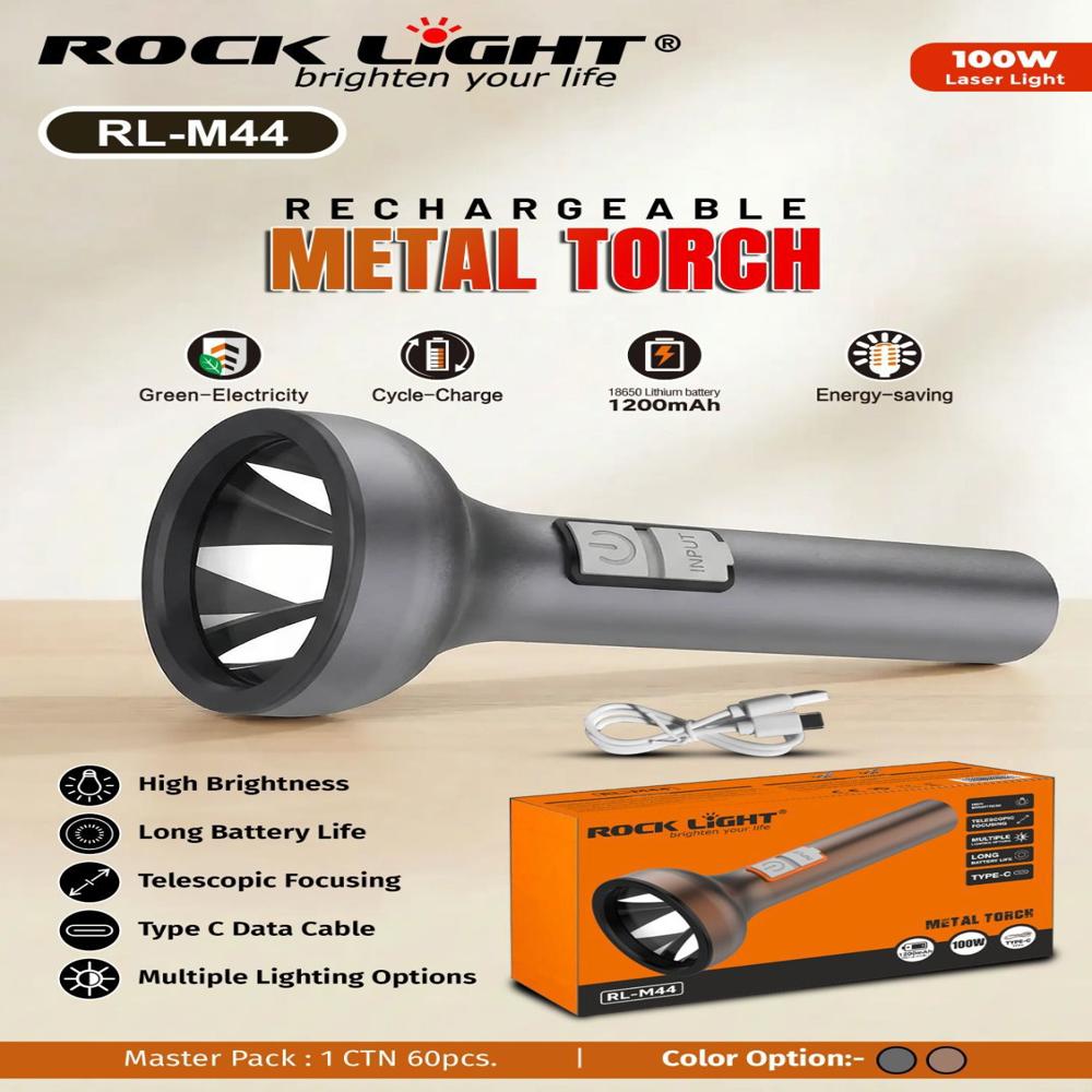 Rock Light Rl-M44 Metal Torch - Features: Quick Charging