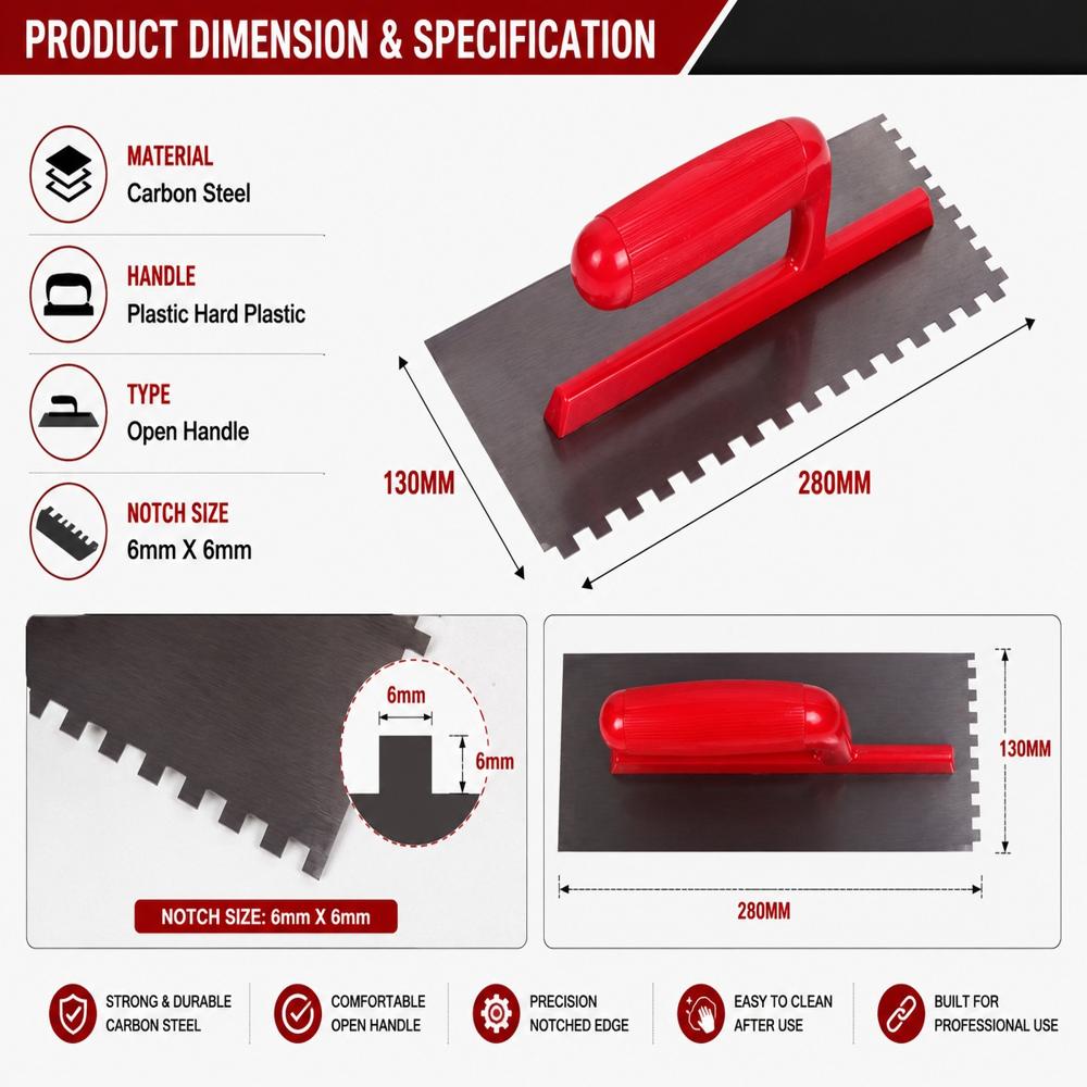 CARBON STEEL NOTCH TROWEL