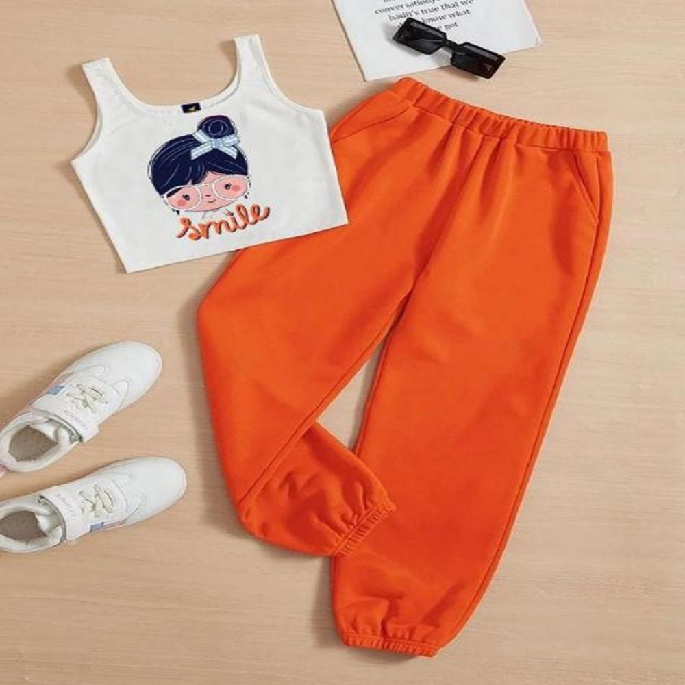 Kids girls Sleeveless T shirt And Jogger Pant Set 1 To 15 years