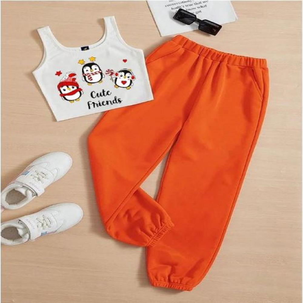 Kids girls Sleeveless T shirt And Jogger Pant Set 1 To 15 years