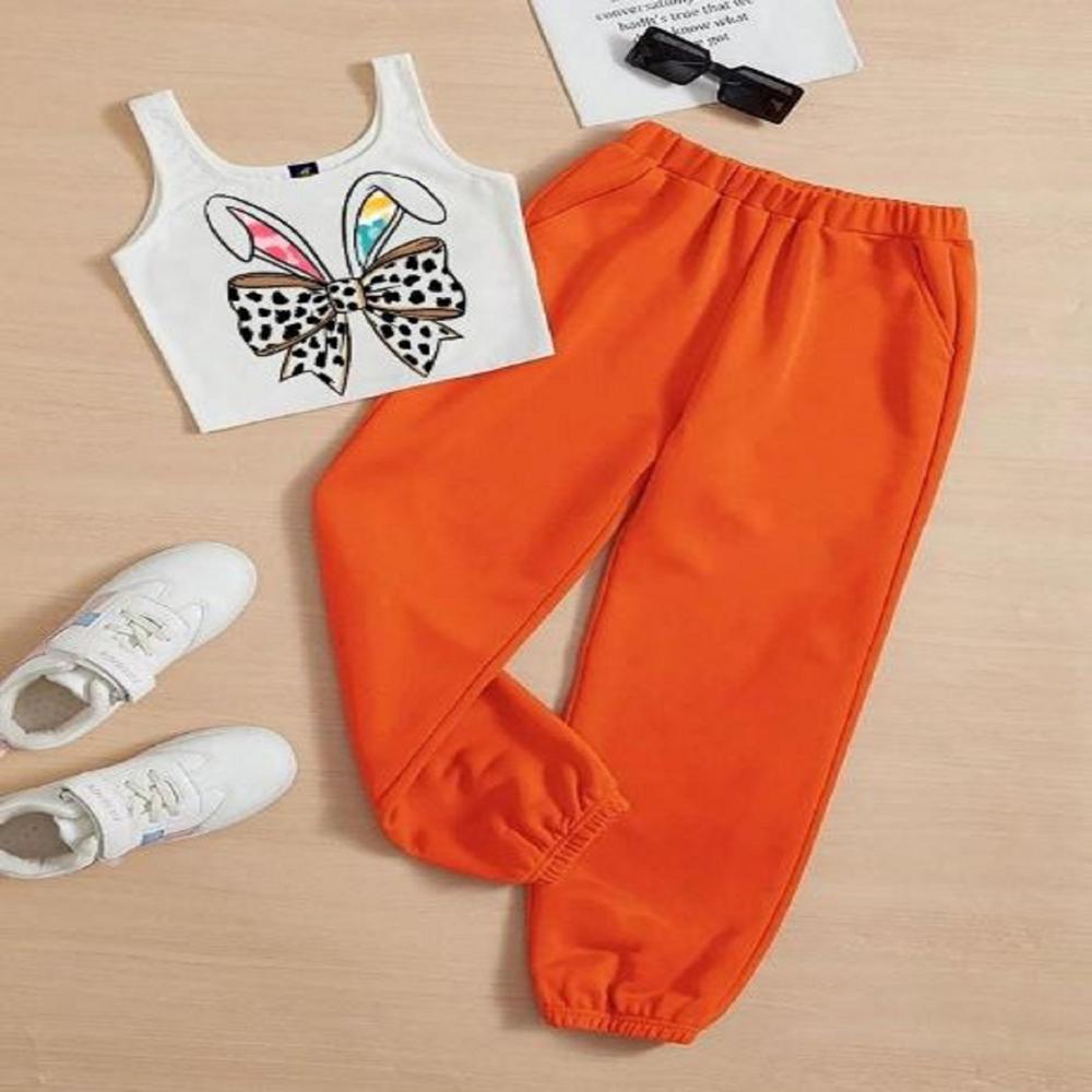 Kids girls Sleeveless T shirt And Jogger Pant Set